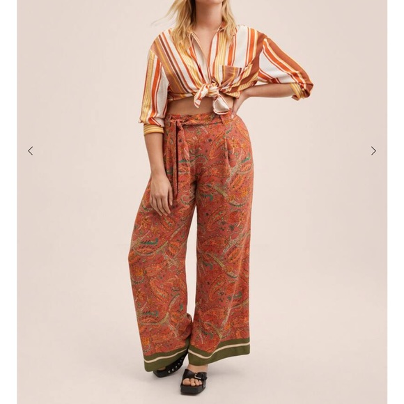 Mango Paisley Print Pants NWT - Picture 2 of 4
